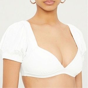 WEWOREWHAT White Puff Sleeve Swim Top
